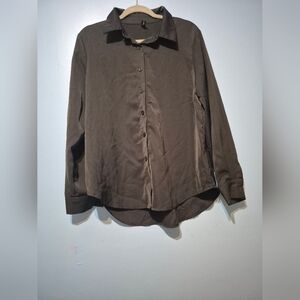 Womens Black Button-Up Shirt Jacket